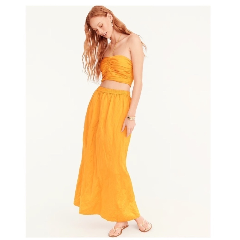 J.Crew‎ Collection textured satin skirt set in Rich Gold pockets vacation